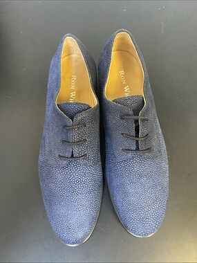 Ron White Navy Suede Derby Shoes